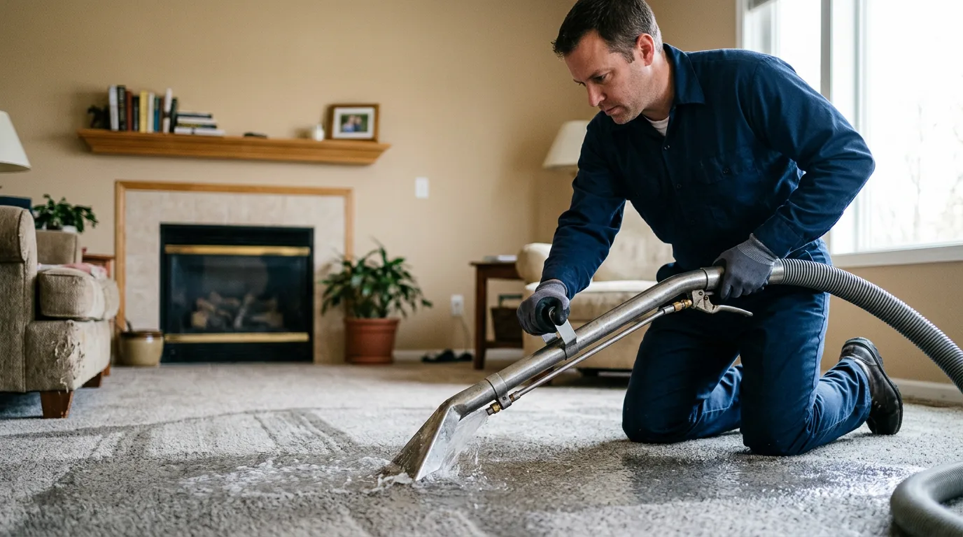 Water damage restoration technician working near Lindon, CO